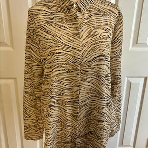 H&M Animal Print Button Down Shirt - Black and Cream